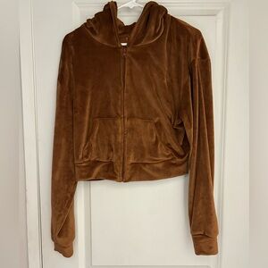 Skims Velvet Full Zip Cropped Hoodie Large